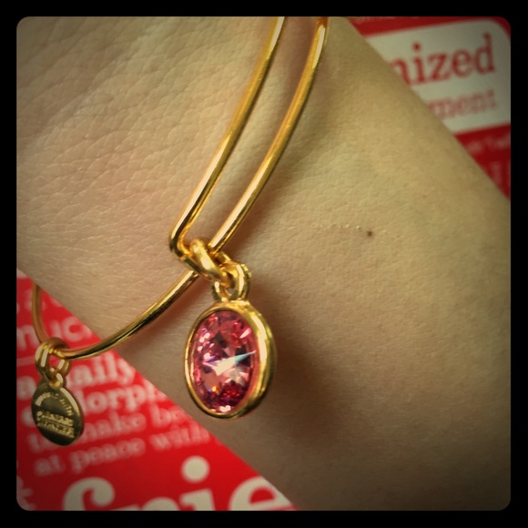 Alex and Ani Birthstone Gold bangle pink