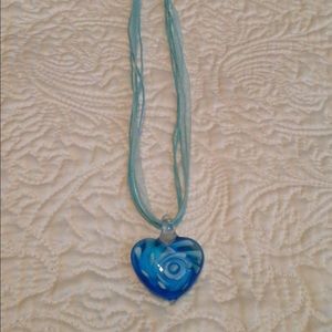 Beautiful glass blown pendant on ribbon necklace