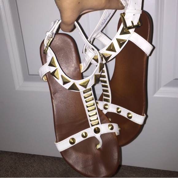 White studded sandals