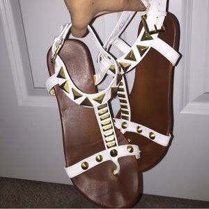White studded sandals