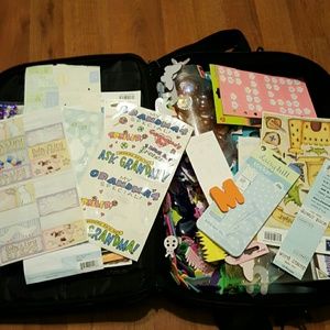 Laptop bag full of scrap booking stickers