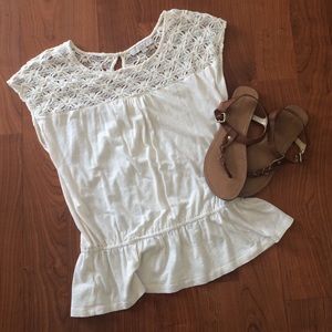 🆕 Cream peplum LOFT blouse
