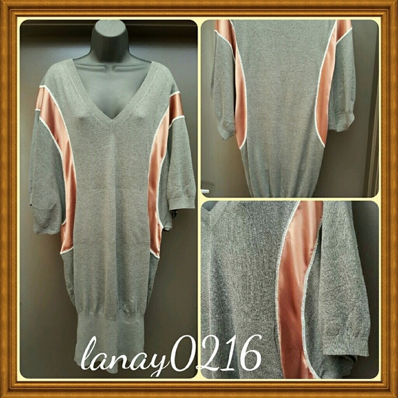 !!!SOLD!!!Laundry Gray Pink Dress Tunic Silk L EUC