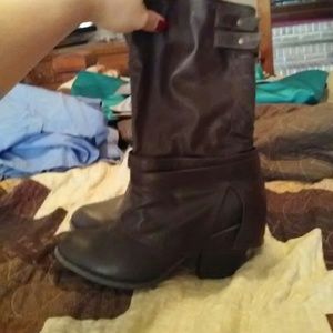 Brown heeled boots