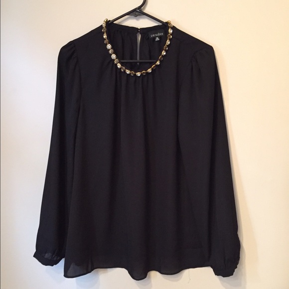 Black Blouse with neck detail