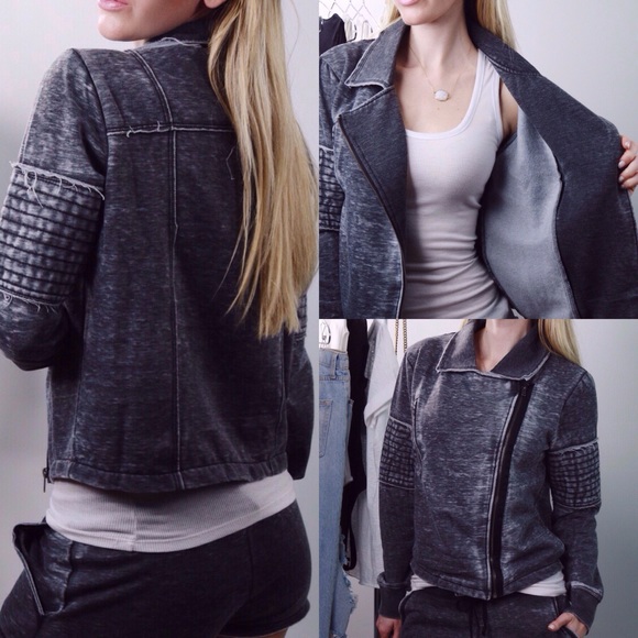 Raw Edge Moto Sweatshirt Jacket *LAST! - Picture 3 of 4