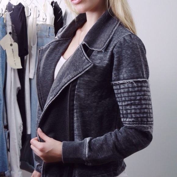 Raw Edge Moto Sweatshirt Jacket *LAST! - Picture 4 of 4