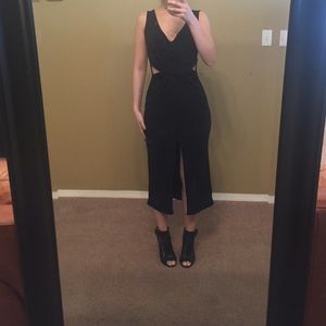 Black midi dress with cutouts