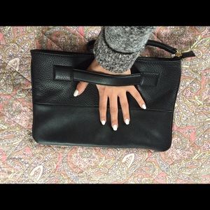 Black leather clutch