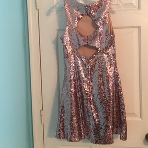 Pink sequined semi formal dress