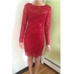 Red tight fitted lace cocktail dress for sale!!