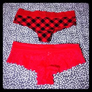 PINK Red Underwear 2 pairs