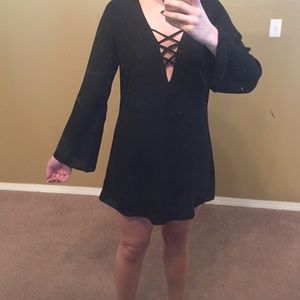 Black lace up dress