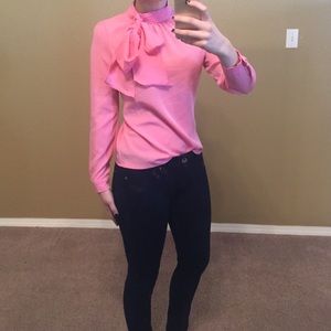 Pink tie neck blouse