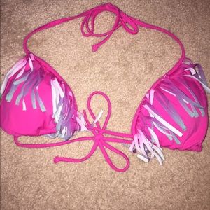 LA hearts fringe bikini top