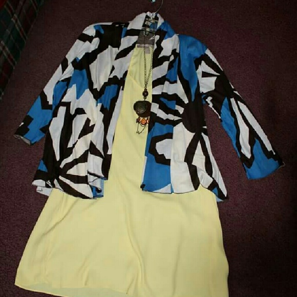 SIMPLY IRRESISTIBLE OPEN CARDIGAN Blue/Ivory/Brown - Picture 1 of 4