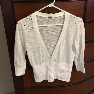 Cream embellished girls cardigan