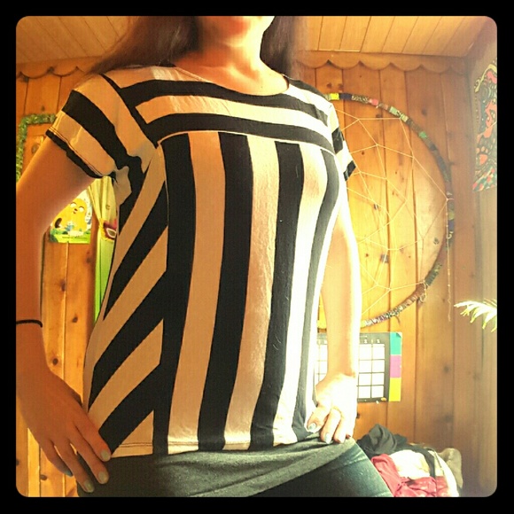 Black and white striped never worn tshirt