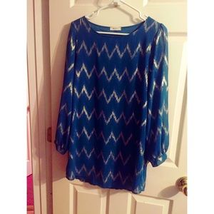 Aqua & Silver Chevron Boutique Dress