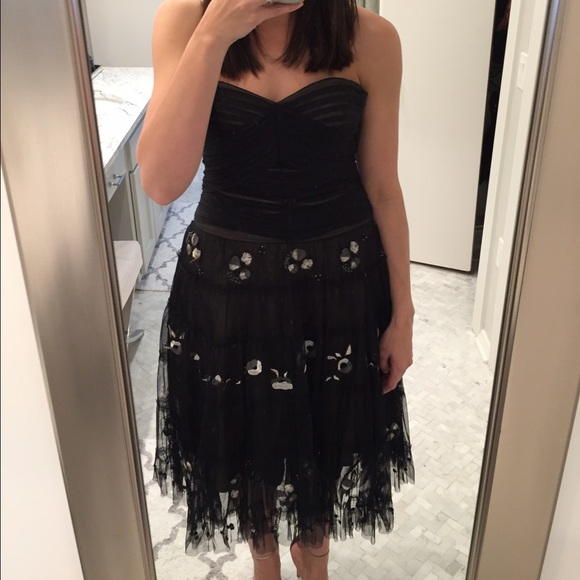 BCBG Maxazria black tulle midi dress