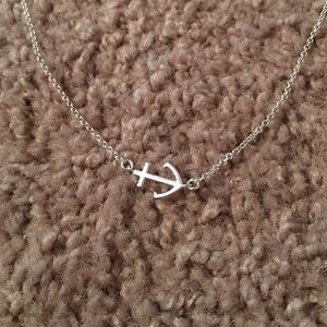 silver sideways anchor necklace