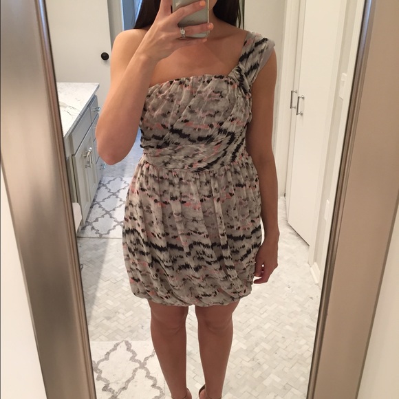 BCBG generation one shoulder bubble hem dress