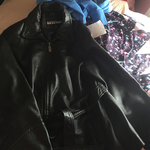 Kenneth Cole reaction black leather jacket