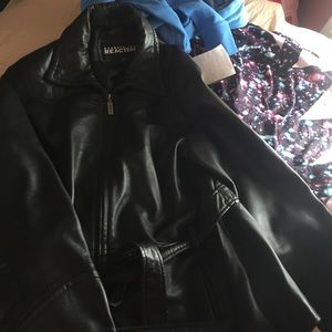 Kenneth Cole reaction black leather jacket