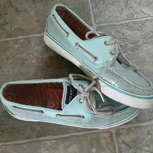 Sperrys, in used condition.