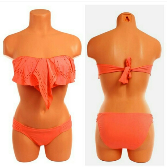 Orange ruffle bikini set size large - Picture 2 of 2
