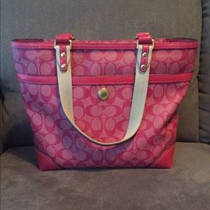 Pink Leather Coach Tote