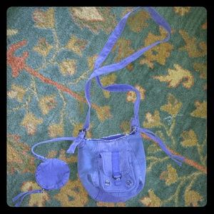 Purple canvas mini crossbody purse