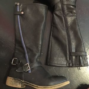 Black leather boots.