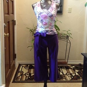 2-Piece Flower/Purple Workout Set