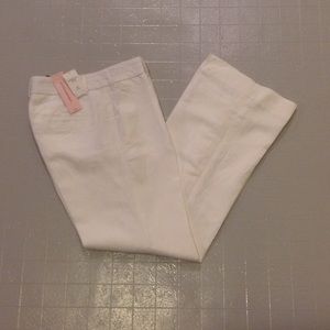 NWT BR petite white linen wide-leg pant