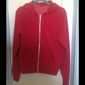 red zipped hoodie sweatshirt