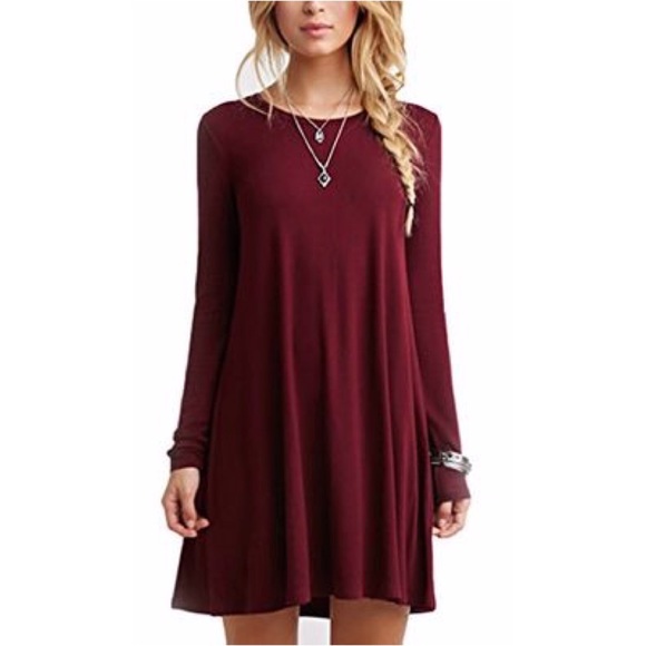 Maroon long sleeved dress