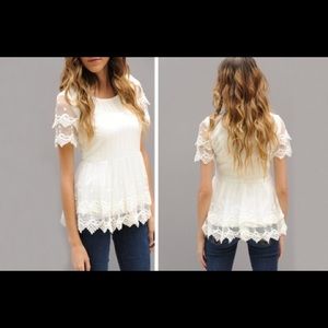 NWT Double Lace Peplum Top!