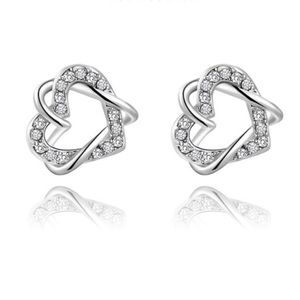 18K Platinum Exquisite Double Hearts Earrings
