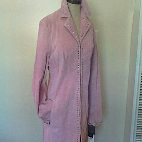 BERNARDO SUEDE SOFT PINK BODYCON COAT ELEGANT NWTG - Picture 1 of 4