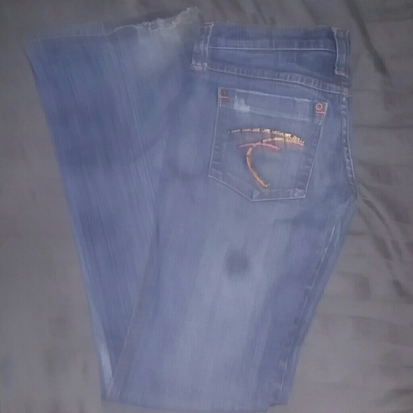 Frankie b jeans w/ coral & gold F pocket