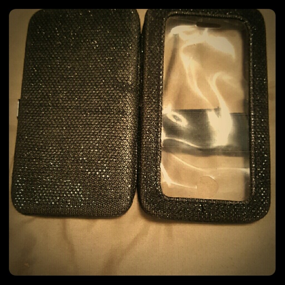 Black sparkly iPhone 5c card holder and case