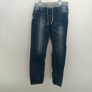 Blue Jeans with grey waistband