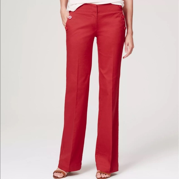 Ann Taylor Loft Cotton Red Sailor Pants Marisa Fit