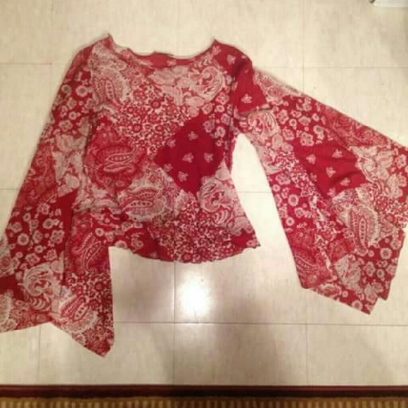 Sheer bell sleeved top