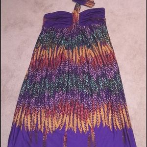 Strapless Purple/Multicolored Maxi Dress