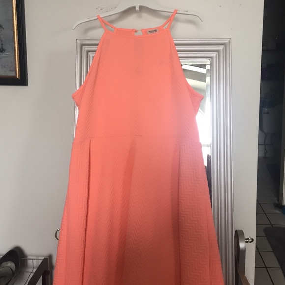 Bright coral high neck dress!