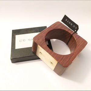 CC Skye Wood and Brass XL Bangle