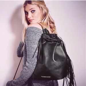 Victoria Secret black fringe backpack