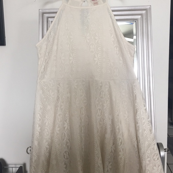 Lace cream high neck dress